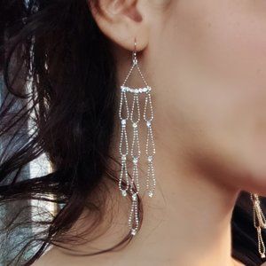 Long Dangle Rhinestone Earrings